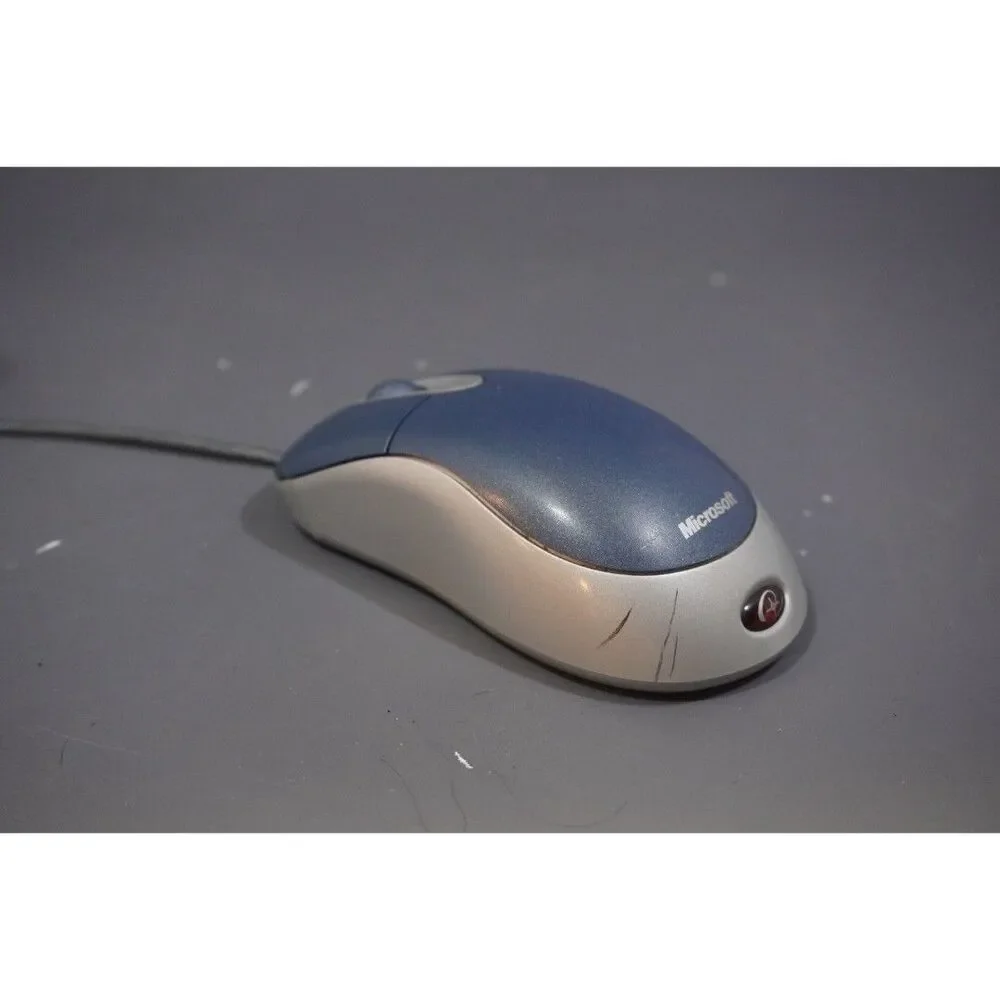 Microsoft Optical Mouse Blue USB And PS/2 Compatible Used Vintage Retro